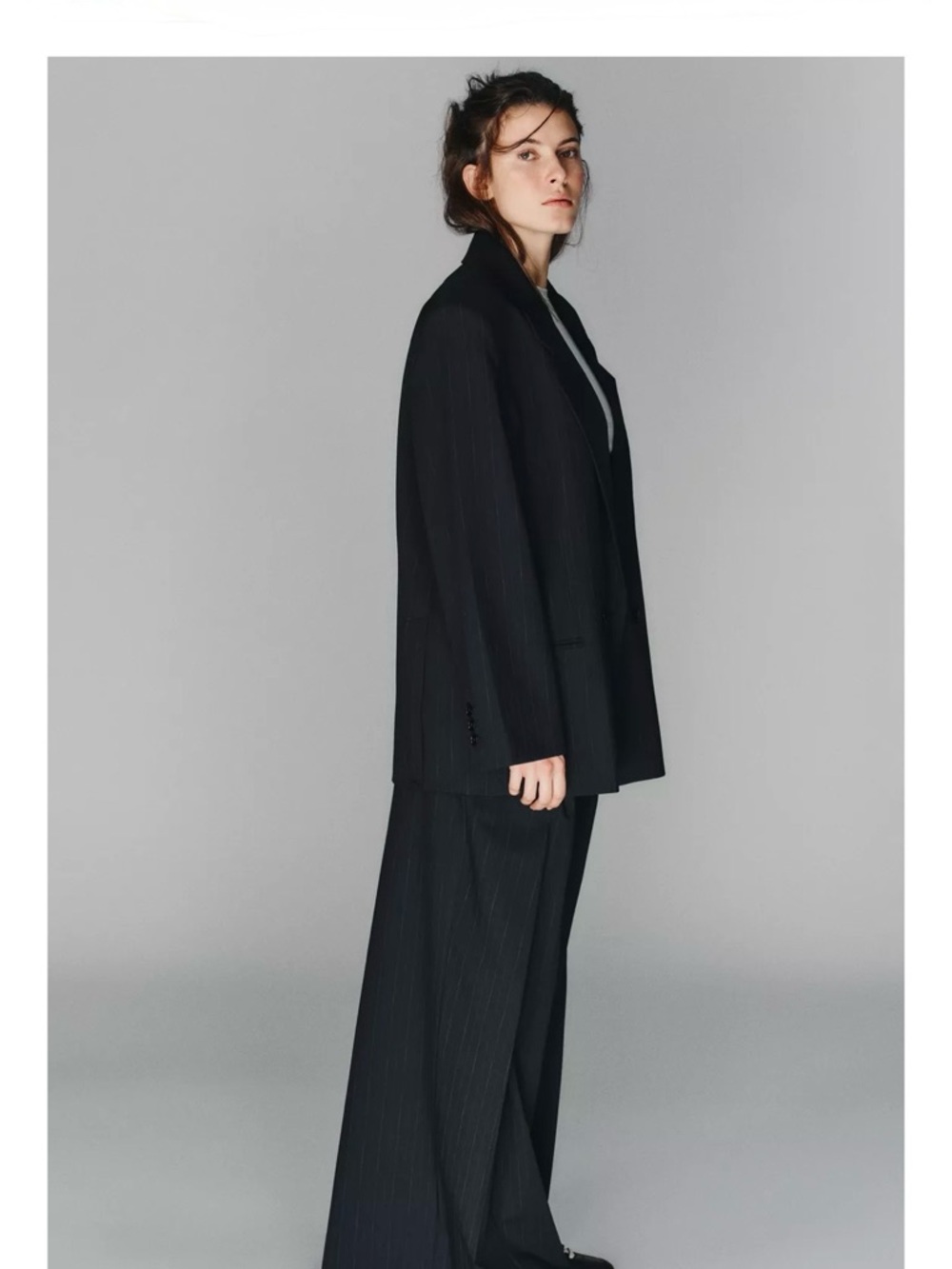 Navy Blue Oversized Classic Pinstriped Tailored Jacket from Zara - Picture 14 of 15